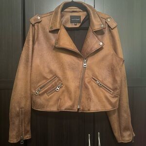 Velvet Heart Tan Faux Leather Moto Jacket – Size L